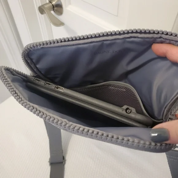 Dagne Dover Gray Neoprene Laptop Bag with Adjustable Strap, Business